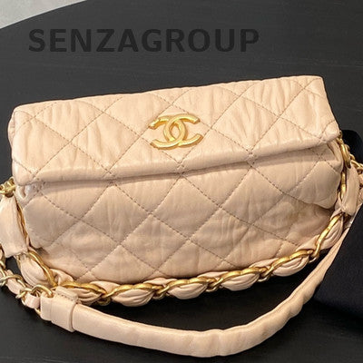 Chanel Pink Quilted Calfskin Hobo Bag with Gold Chain Strap