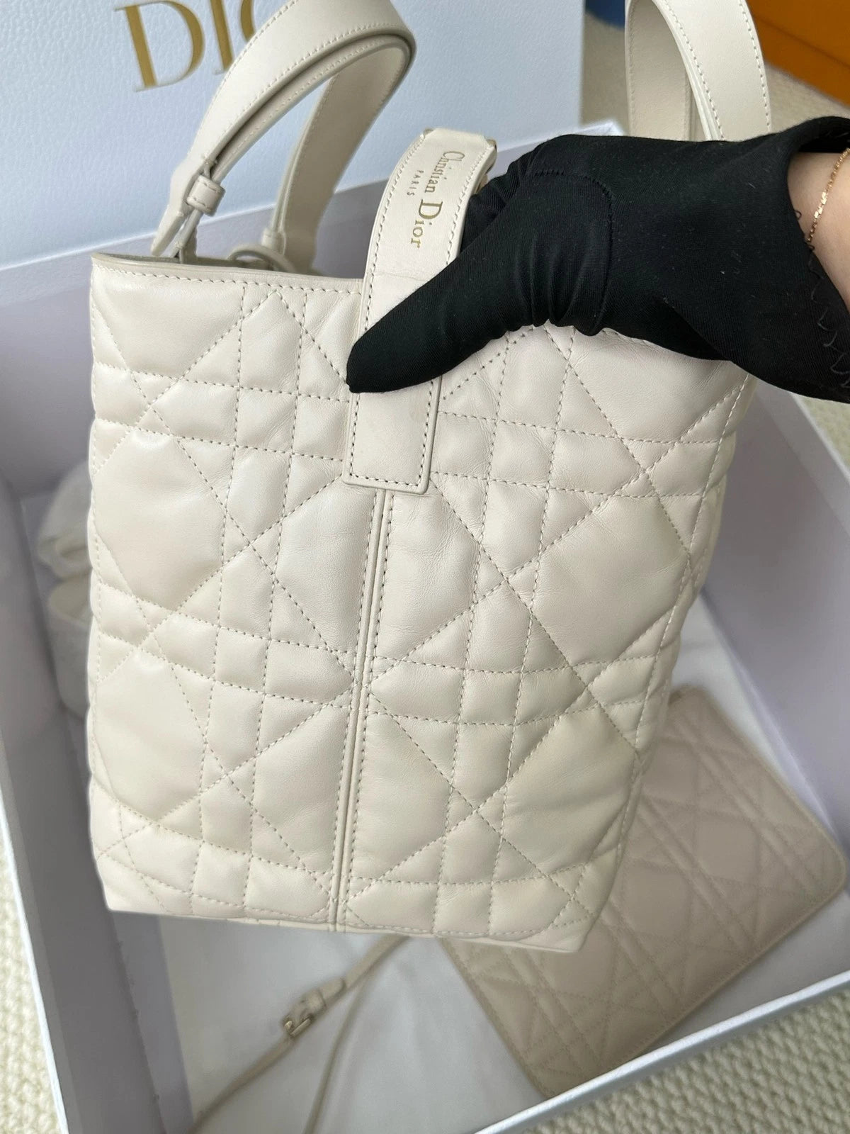 Dior Toujours Medium Canvas White Tote Bag For Women