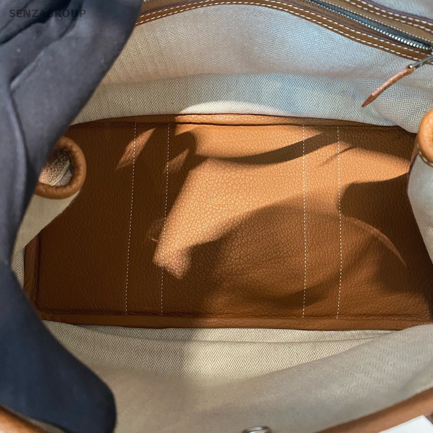 Hermes Garden Party36 Top Handle Bag Brown Silver Women Classic Fashion