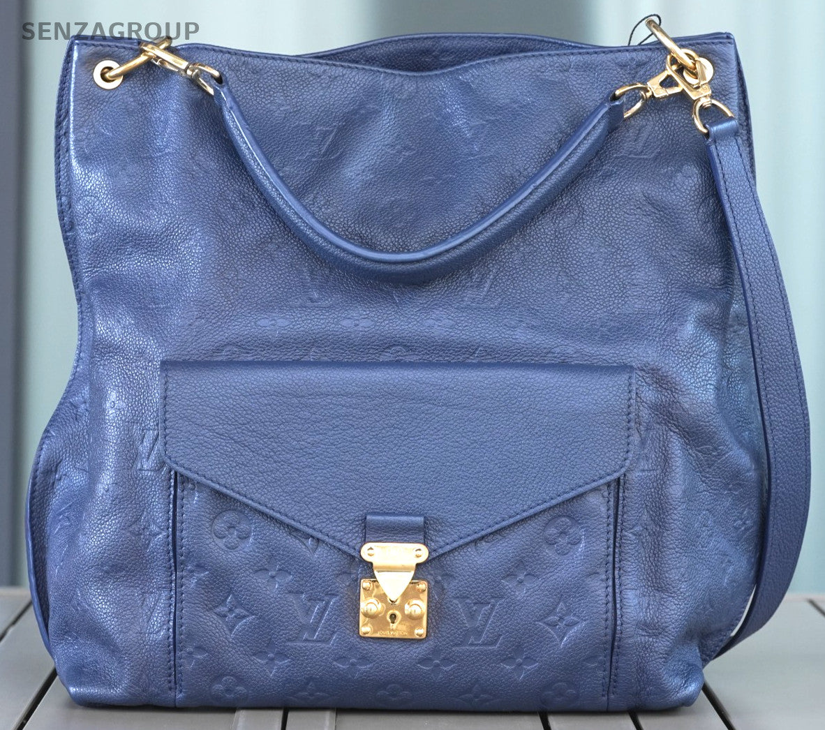 Louis Vuitton Monogram Empreinte Hobo Blue Top Handle 2WAY Shoulder bag
