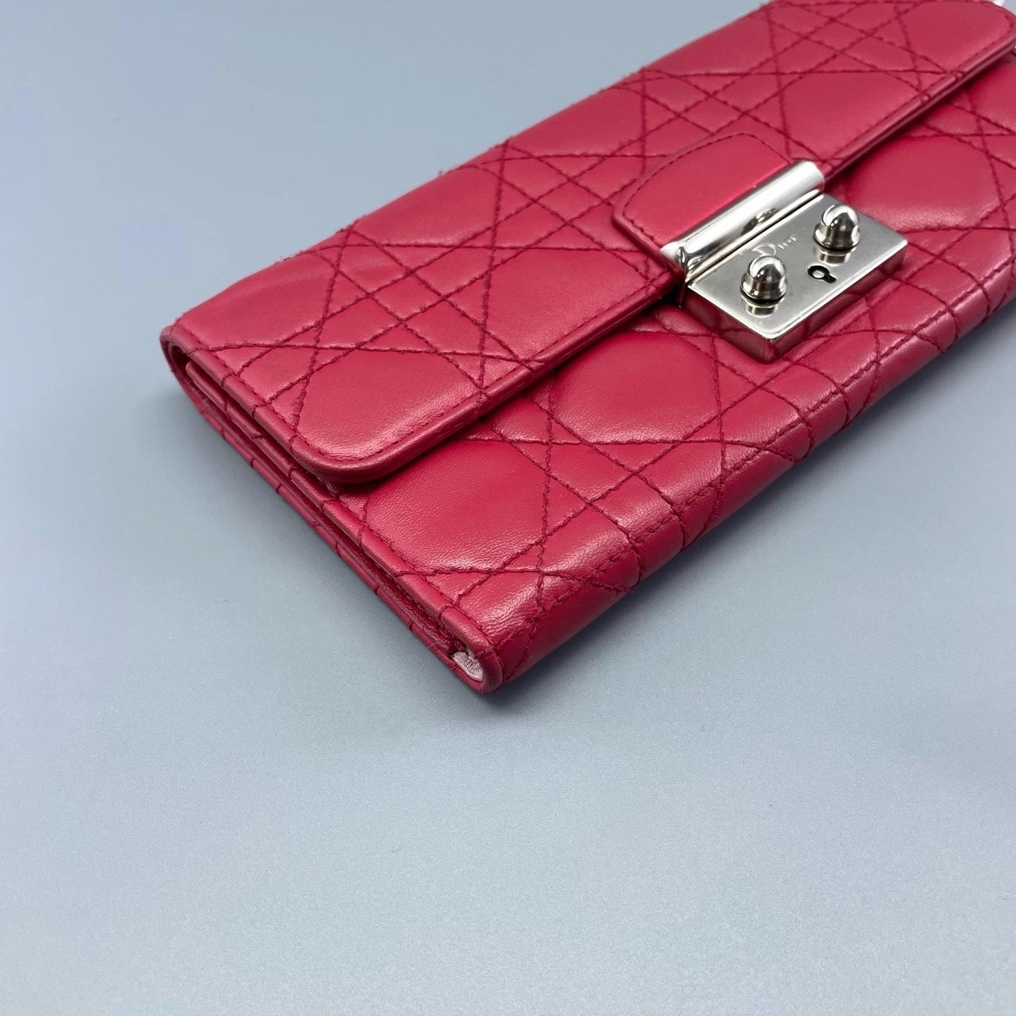 Dior Red Quilted Leather Clutch Wallet For Women