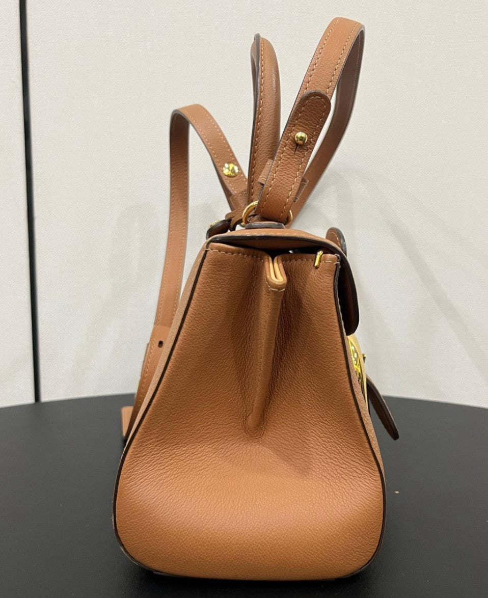 Delvaux brilliant mini caramel color Top Handle 2WAY Shoulder Handbag Women