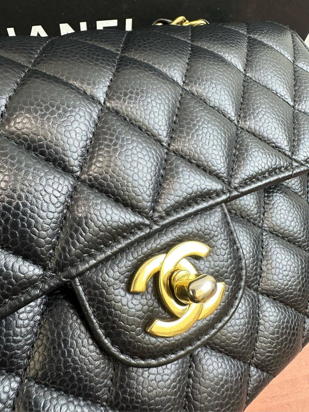 CHANEL CF Small Black Calfskin Gold Shoulder Bag For Women