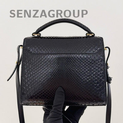YSL Saint Laurent Cassandra Mini Black Gold Snakeskin Shoulder Bag