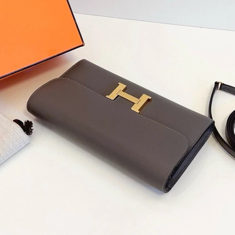 Excellent Hermes Constance to Go Epsom Leather Gray Crossbody Ghw Excellent