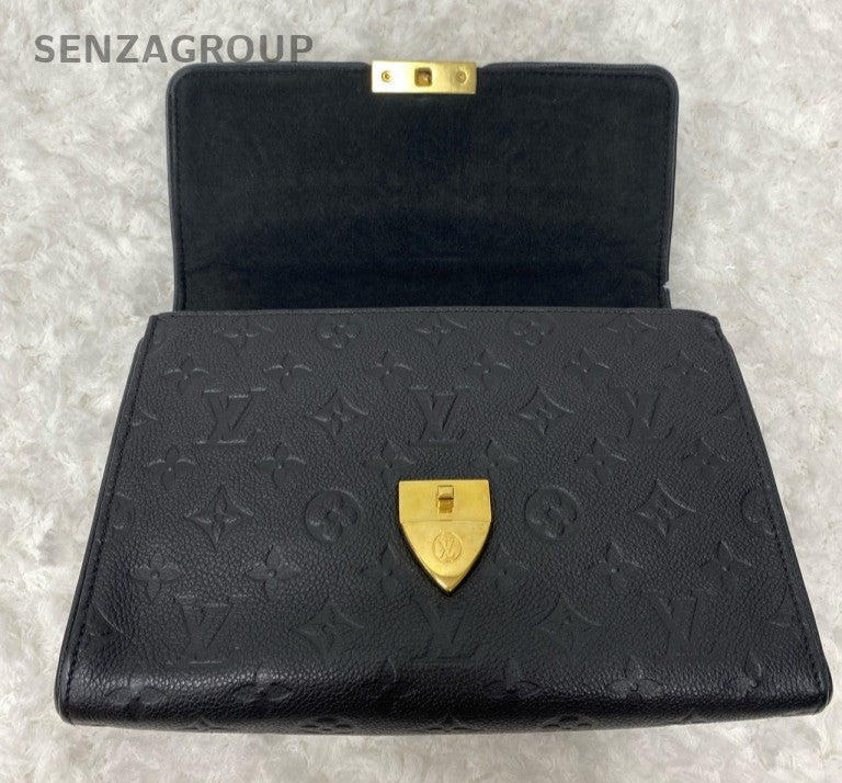 Louis Vuitton Monogram Chain Shoulder Bag Black Gold Women Classic