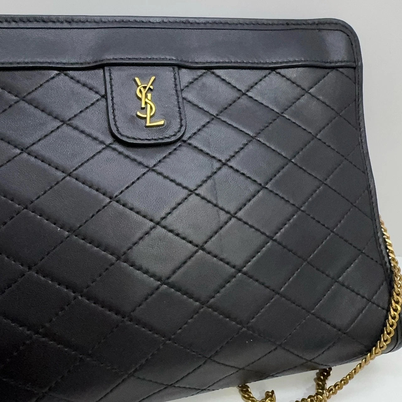 YSL Leather Black Quilted Chain Shoulder Crossbody Bag For Women