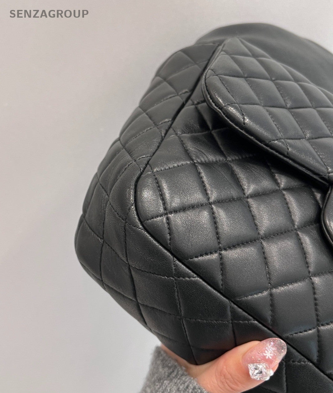 Chanel Diamond Lambskin Chain Backpack Black Gold Women Classic Fashion