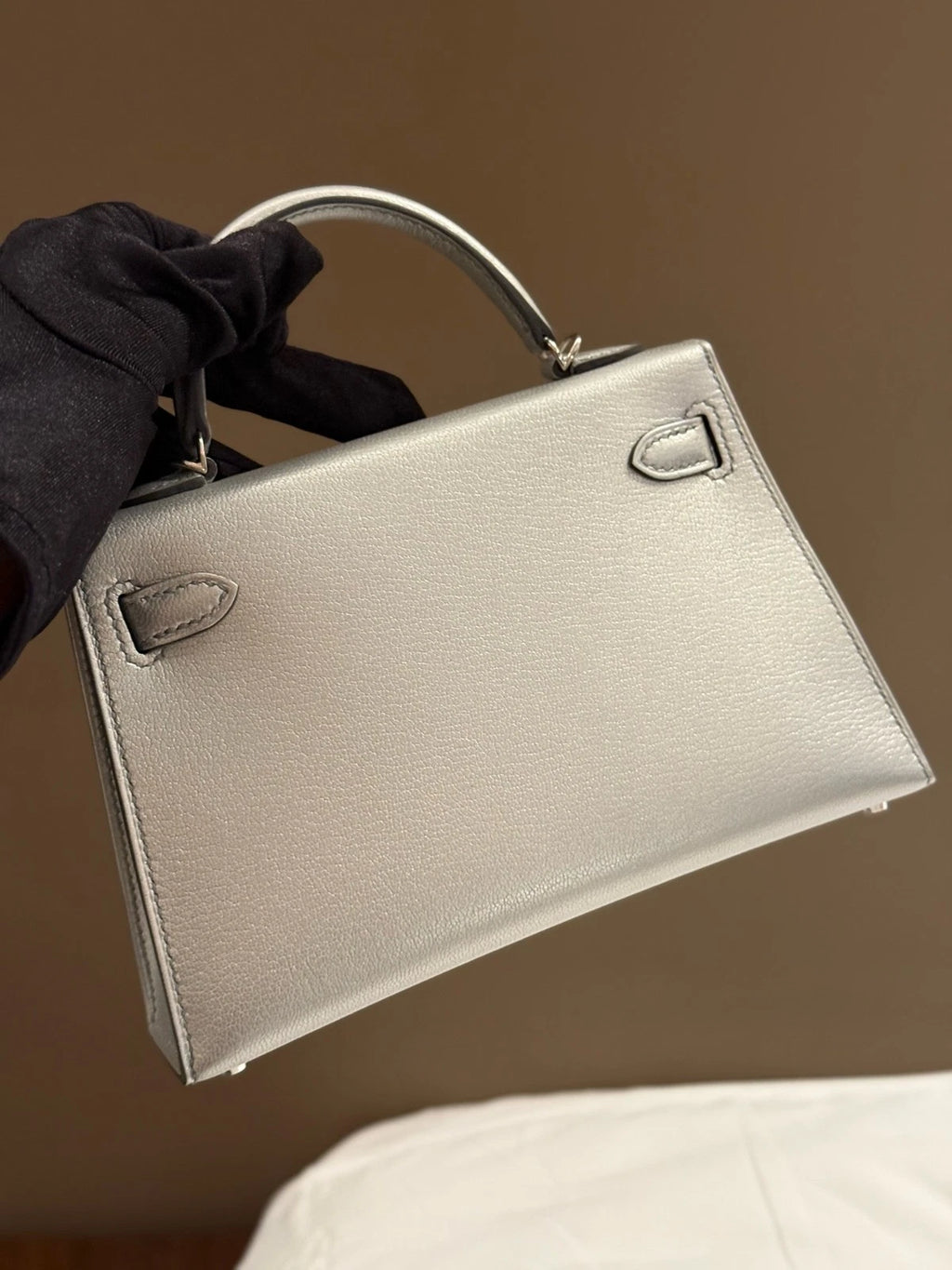 Hermes Mini Kelly Olympic Silver Top Handle Bag For Women