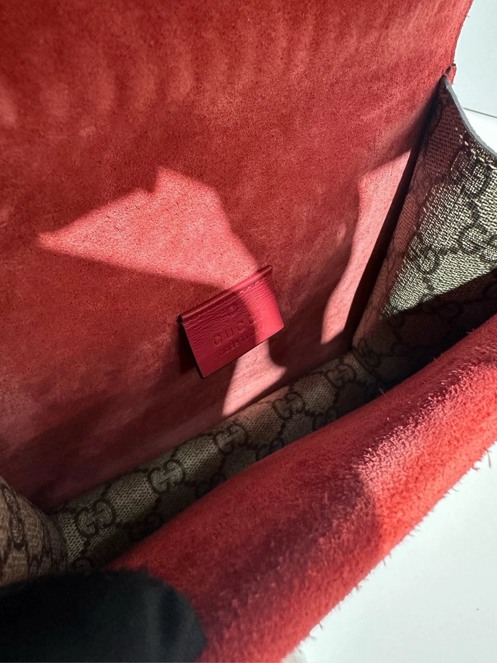 GUCCI Red Small Leather Dionysus Shoulder Crossbody Bag For Women