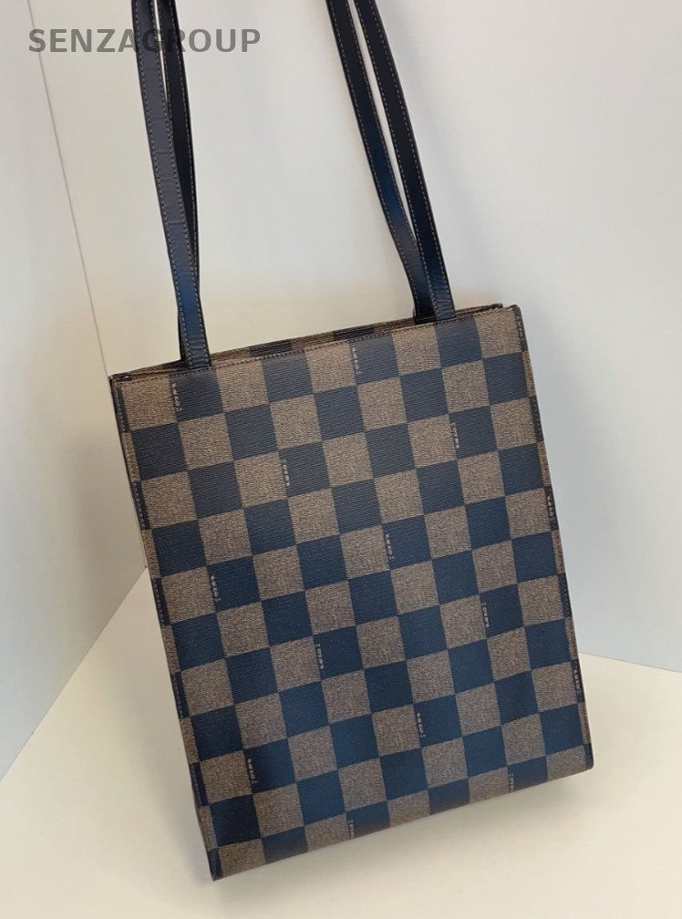 Fendi Pecan Monogram Vintage Logo Tote Shoulder Bag Brown Black Women Classic