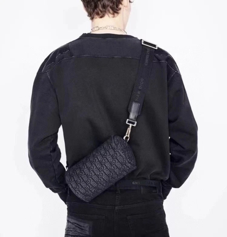 Dior Black Logo Roller Cylinder Shoulder Crossbody Bag