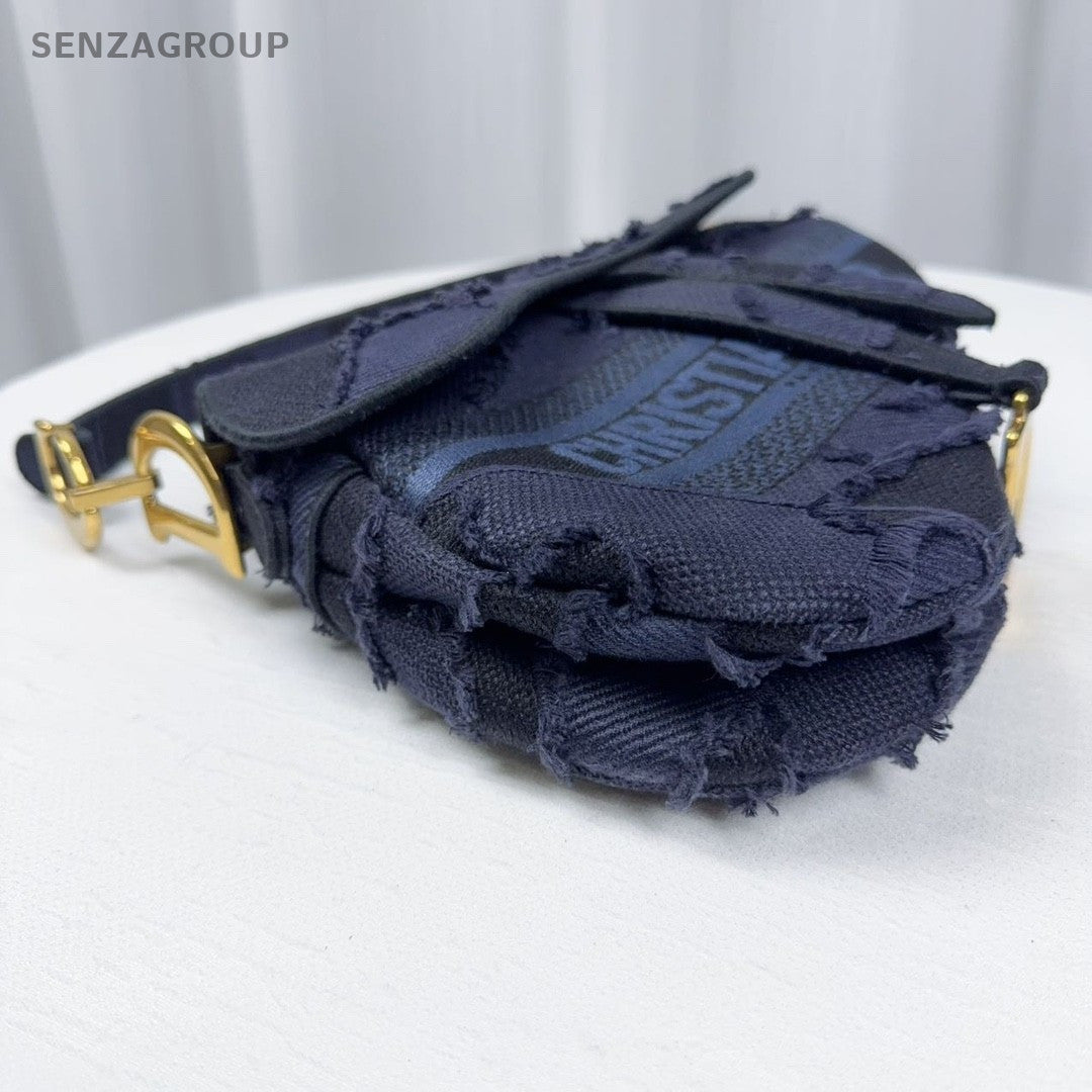 Christian Dior Saddle bag MM Embroidery in blue and black Shoulder bag Women