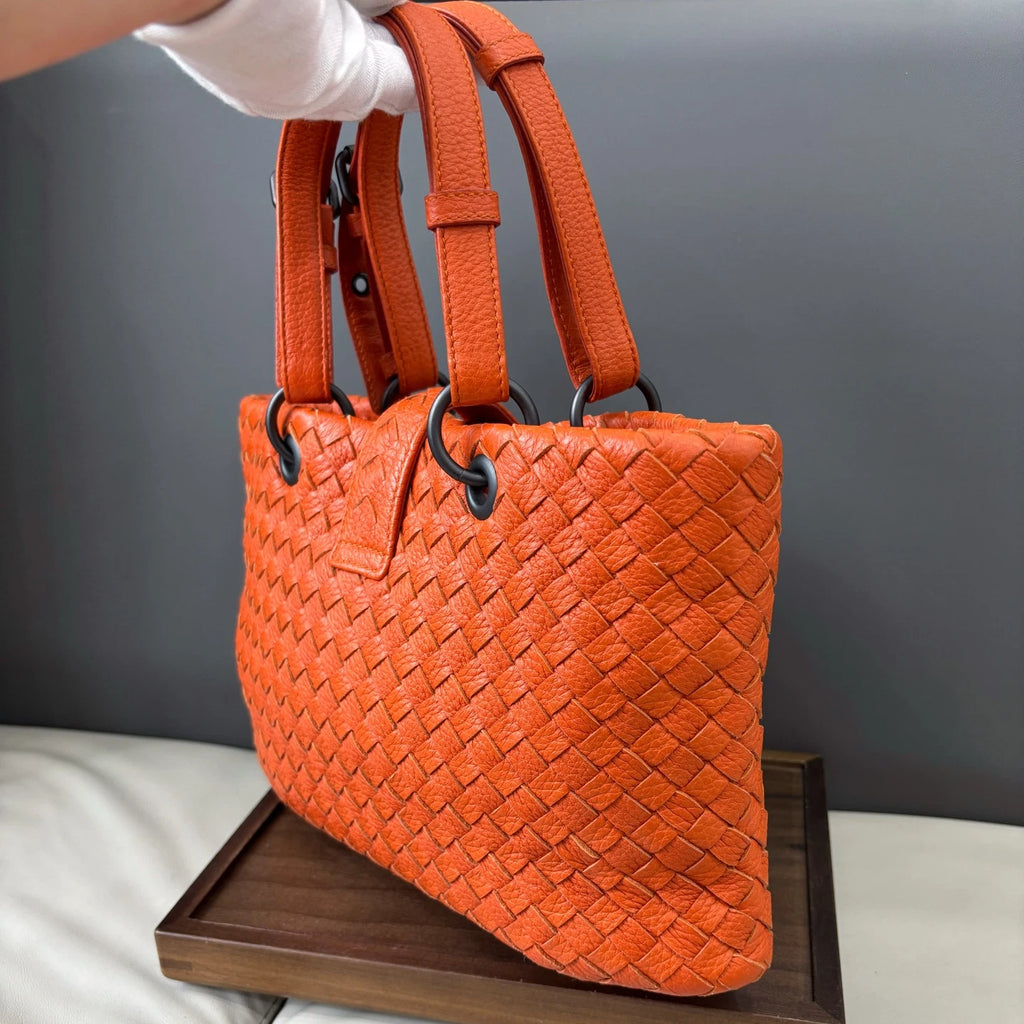 Bottega Veneta Roma Tote Mini Handbag Shoulder Bag Orange Women Classic