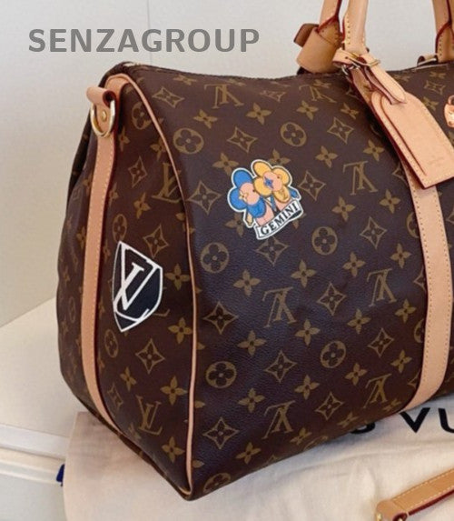 Louis Vuitton Keepall50 Monogram Top Handle Bag Crossbody Brown Unisex Adults