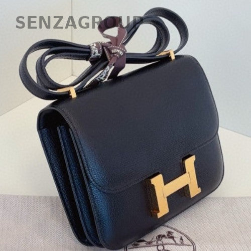 Hermes Constance Mini Black Gold Shoulder Bag Crossbody Women Classic Fashion