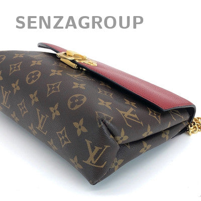 Louis Vuitton Pallas Chain Shoulder Crossbody Bag Red Brown Gold Clasp