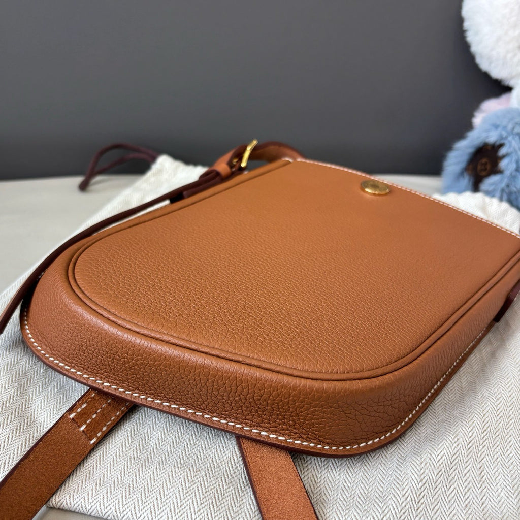 Hermes Perspective Cavaliere 2Way Shoulder Crossbody Brown Gold Women Classic