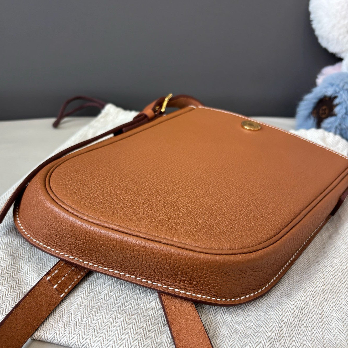 Hermes Perspective Cavaliere 2Way Shoulder Crossbody Brown Gold Women Classic