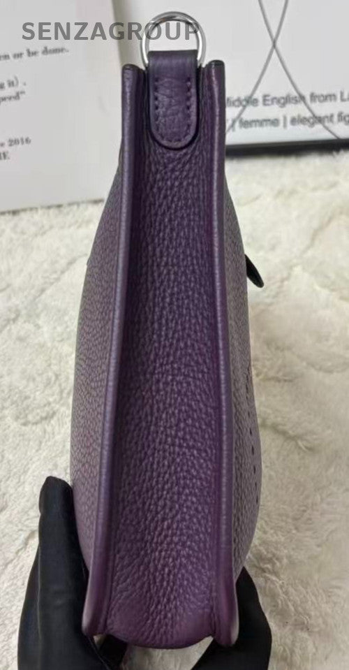HERMES Evelyne Mini Shoulder Bag Crossbody Purple Silver Used Women Classic