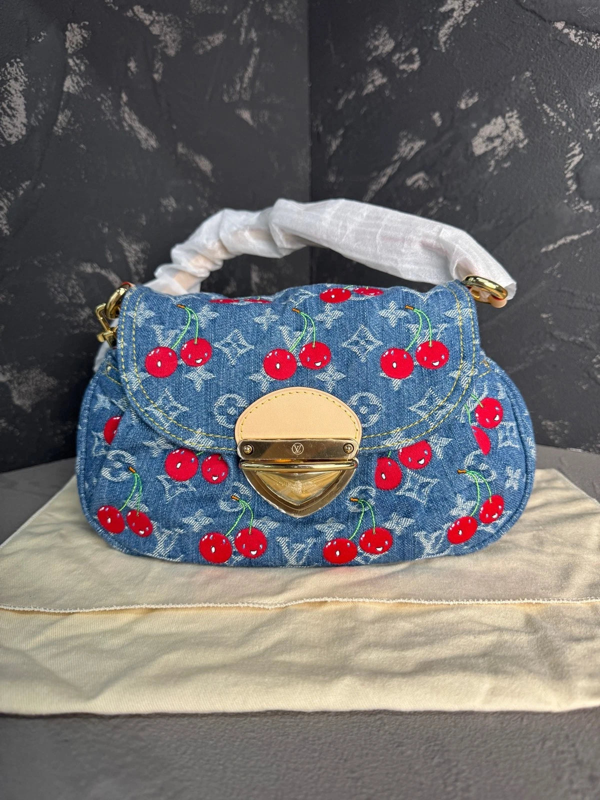 Louis Vuitton X Takashi Murakami Pleaty Cherry Shoulder Bag Excellent
