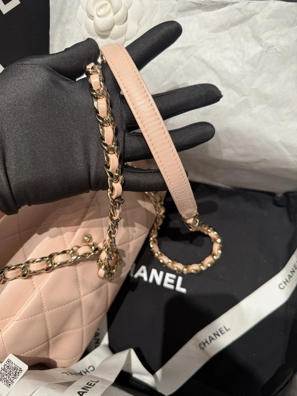 Chanel Cf Large Mini Chain Shoulder Bag Pink Excellent