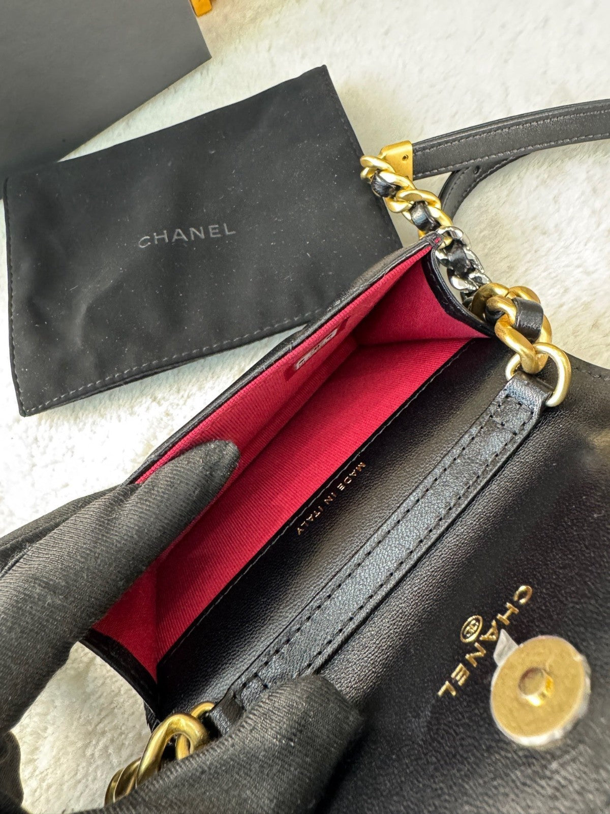 CHANEL CC Woc mini Chain Shoulder bag Black Gold Women Chip Version