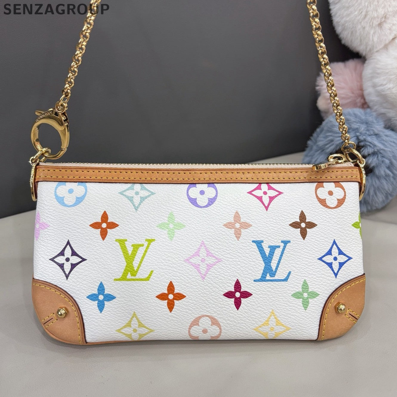 Louis Vuitton Monogram Chain Shoulder Bag White Multicolor Women Classic