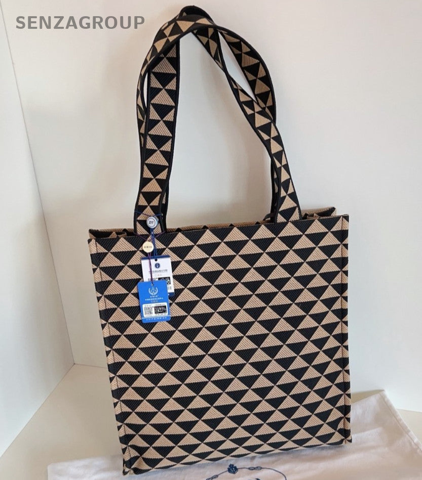 Prada Symbole Tote Shoulder Bag Brown Gold Unisex Adults Classic