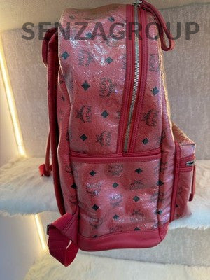 MCM Red Backpack Unisex Classic Fashion