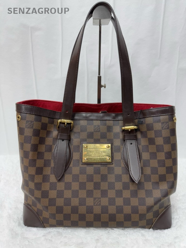 Louis Vuitton Damier MM Shoulder Bag Brown Red Gold Women Classic Designer