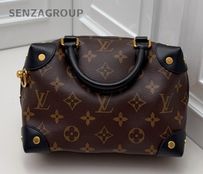 Louis Vuitton Petite Malle Monogram Chain Shoulder Bag Crossbody Brown  Women
