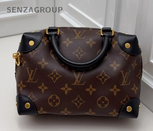 Louis Vuitton Petite Malle Monogram Chain Shoulder Bag Crossbody Brown  Women