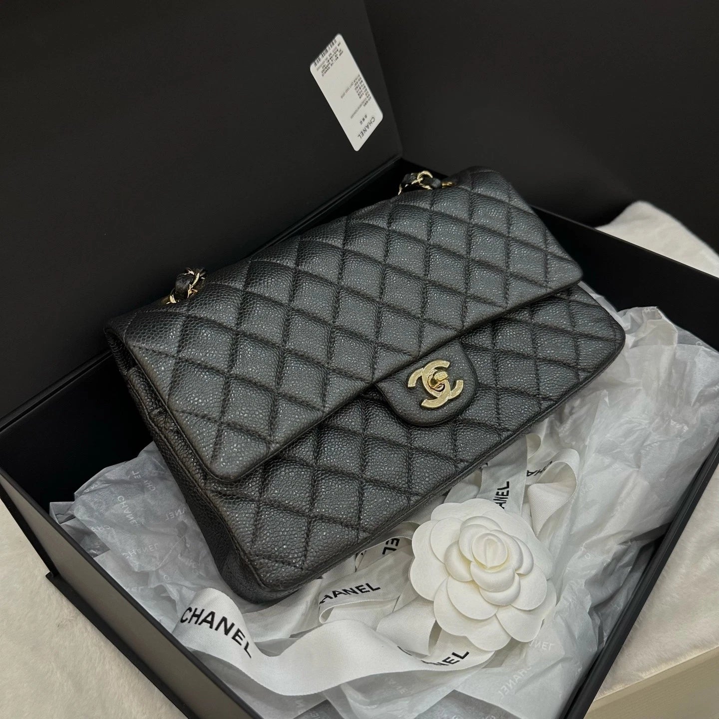 CHANEL CF Medium Gray Gold Hardware Shoulder Bag For Women