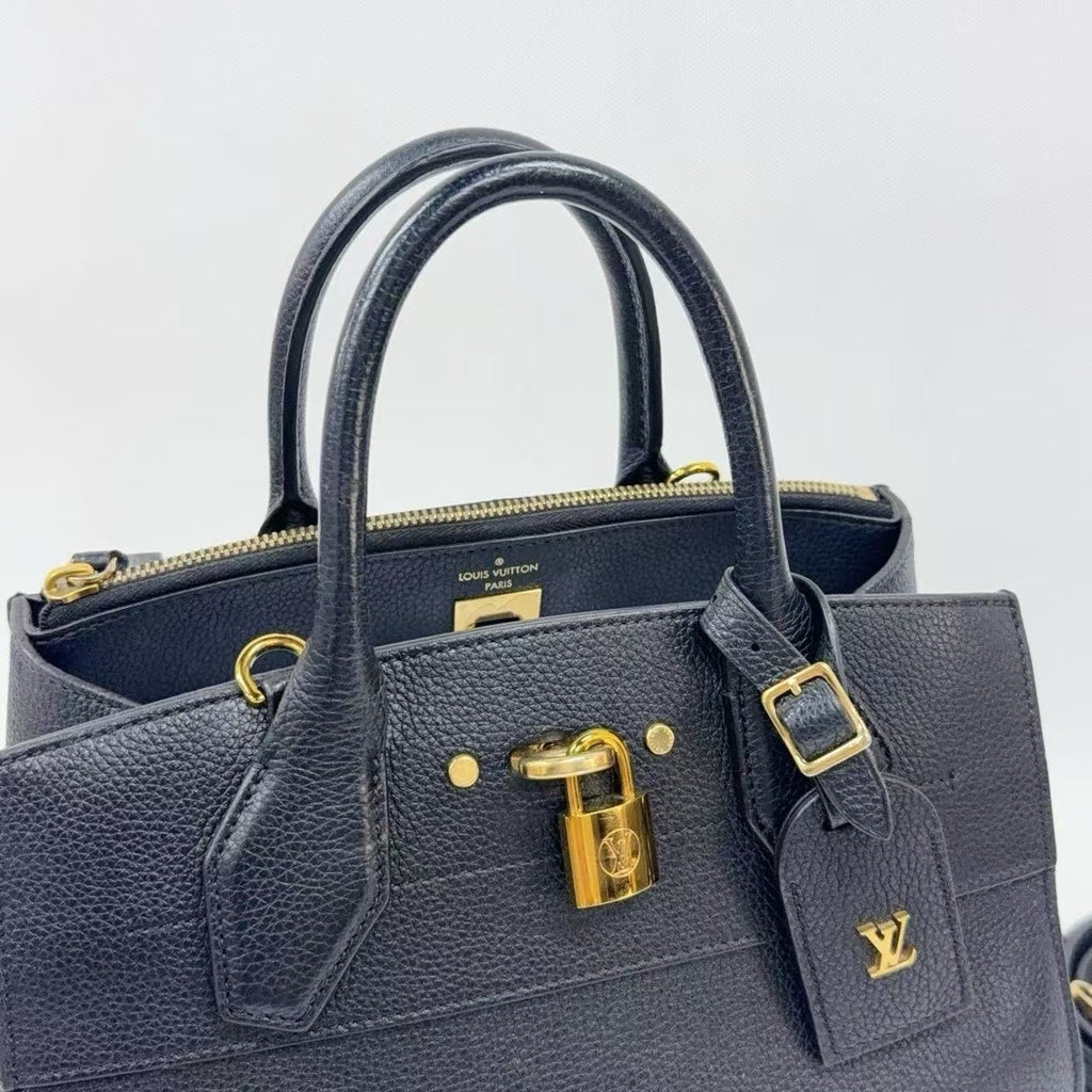 Louis Vuitton City Black Silver Zipper Handbag Women's Classic Fashion