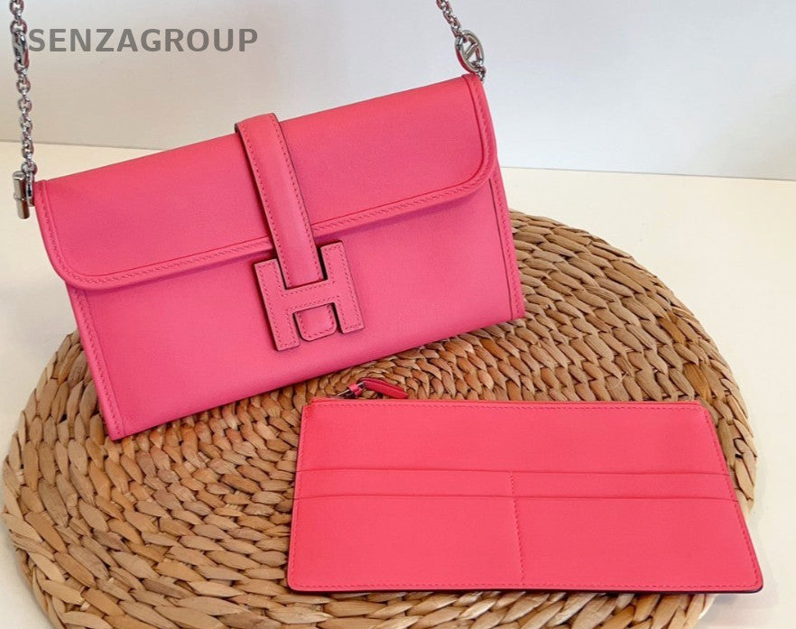Hermes Jige Duo 20 Handag Pink Swift leather Women DIY Chain