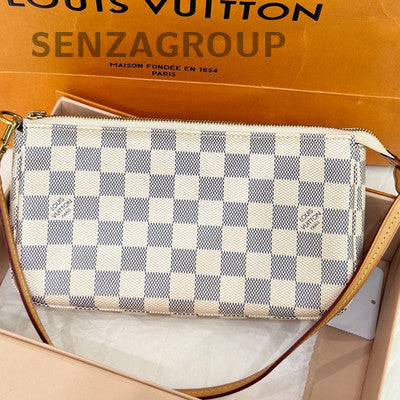 Louis Vuitton Damier Shoulder Bag White Gold Women Classic Fashion