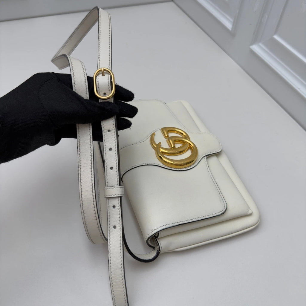 Gucci Arli PM Shoulder Crossbody Bag White Gold Hardware Women