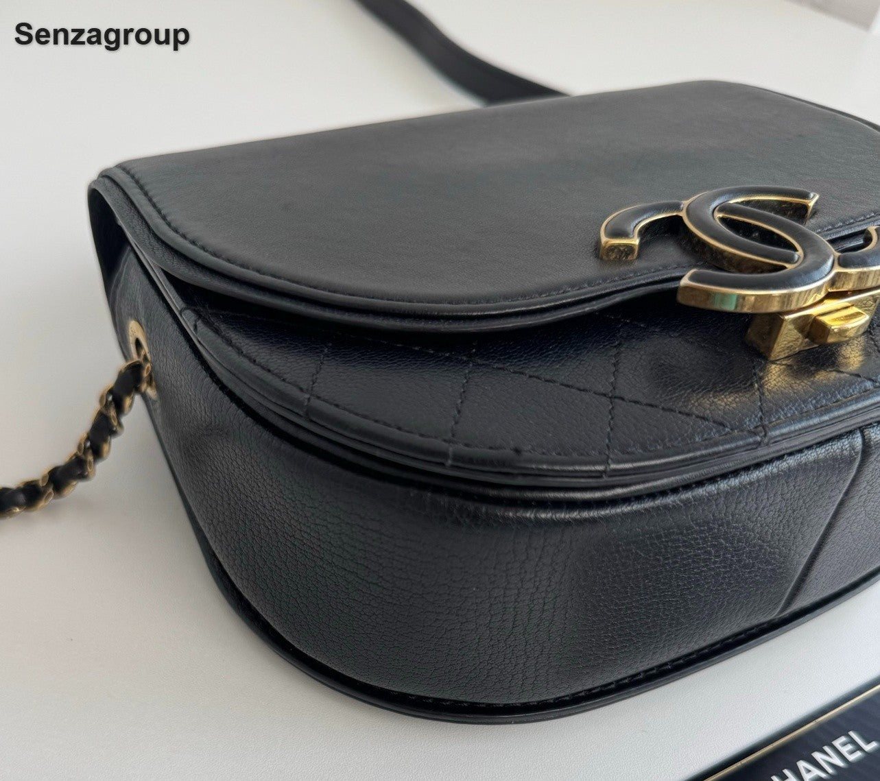 Chanel Cuba Calfskin Top Handle Crossbody Black Gold Women Classic Fashion