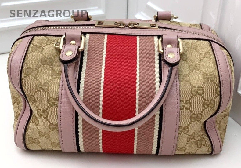 Gucci GG Supreme Leather Boston Pillow Bag Shoulder Crossbody Bag Women Pink