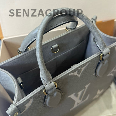 Louis Vuitton Monogram Onthego GM Tote Bag Grey Gold Women's Fashion