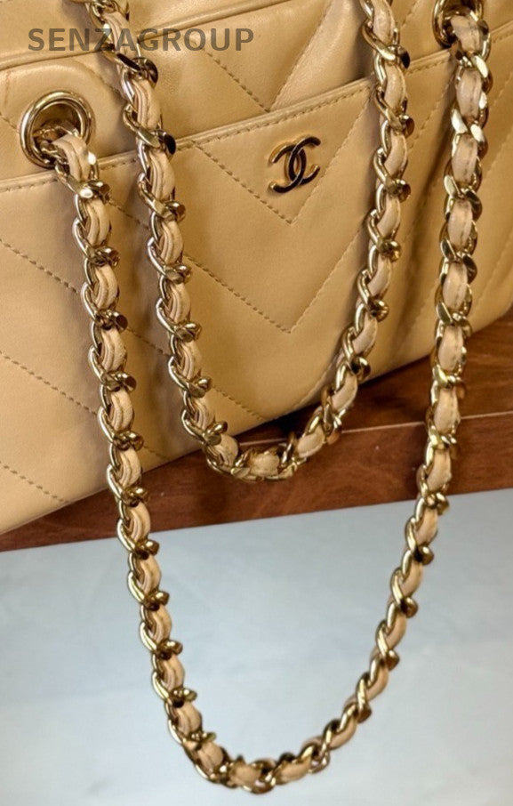 Chanel Vintage Chain Shoulder Bag Brown Gold Women Classic Designer