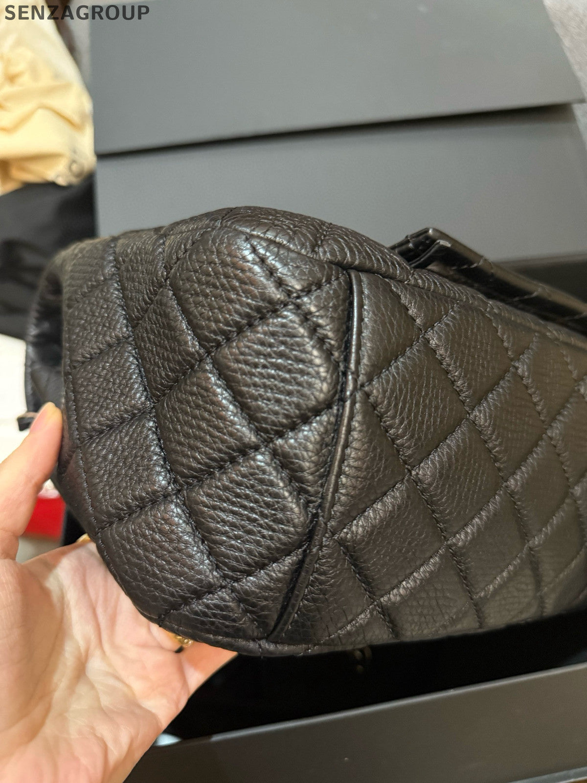 Chanel Classic Flap Quilted Chain Shoulder Bag Black Silver