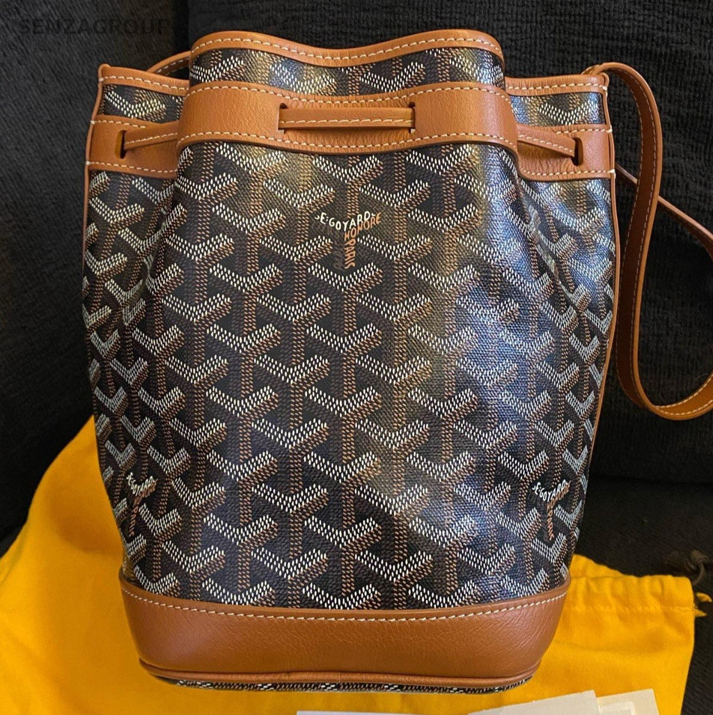 Goyard Petit Flot PM Bucket Shoulder Bag Brown Silver Used Women Classic