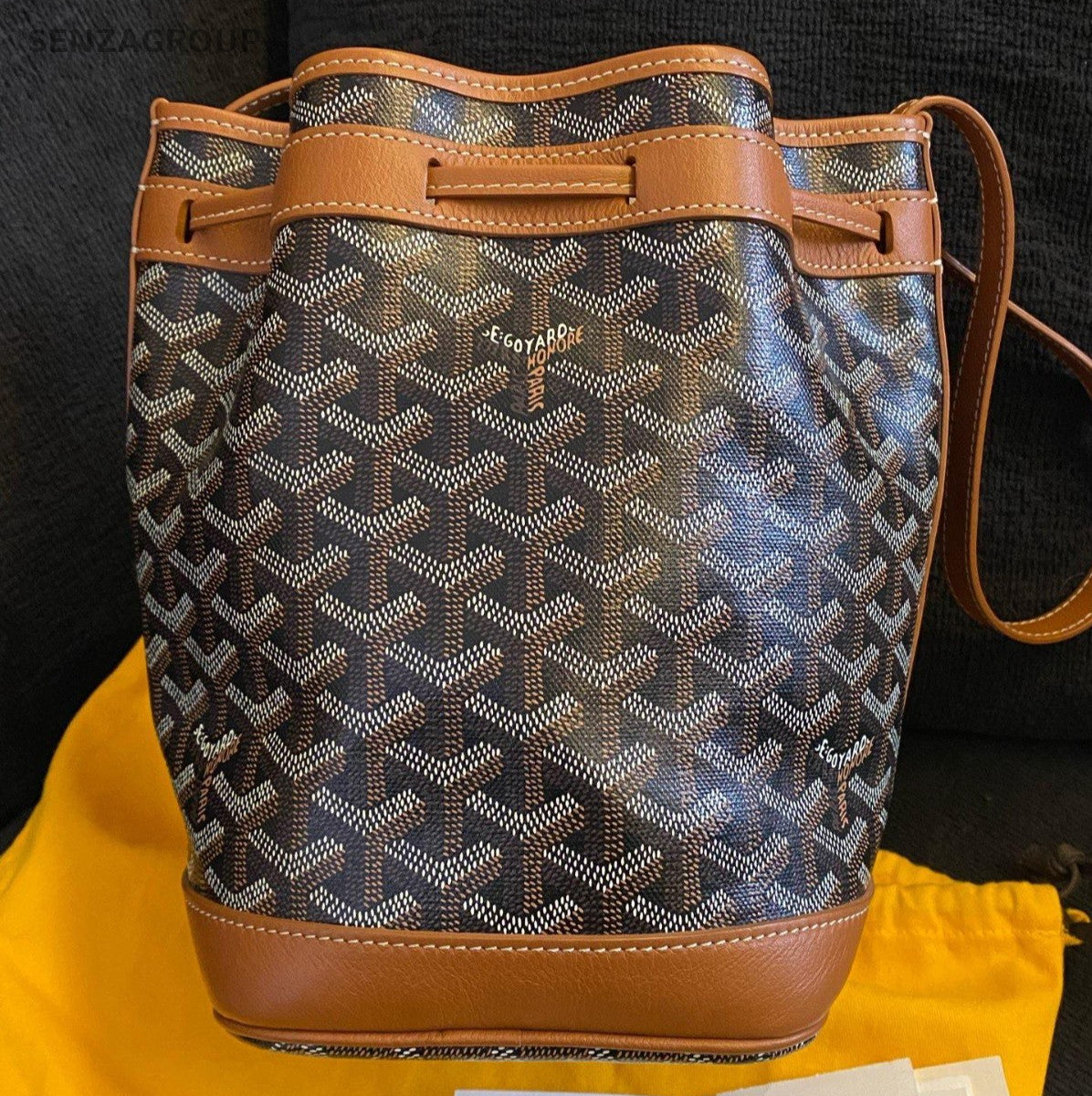 Goyard Petit Flot PM Bucket Shoulder Bag Brown Silver Used Women Classic