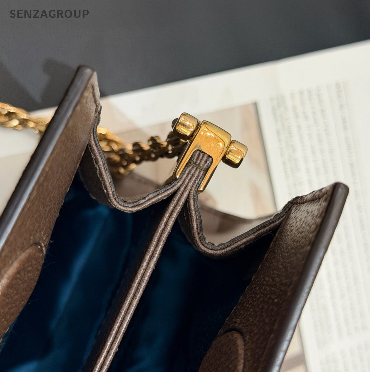 Gucci Ophidia Chain Crossbody Brown Gold Used Women Classic Fashion