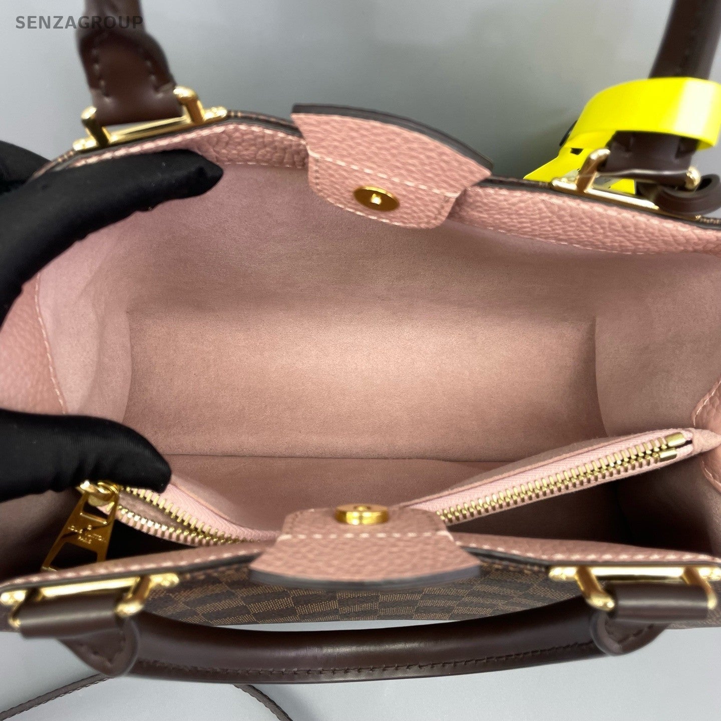 Louis Vuitton Brityany Damier Ebene Top Handle 2way Shoulder Handbag Women Brown