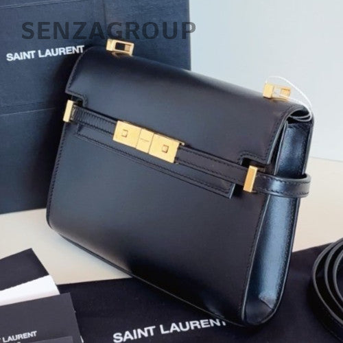 Saint Laurent Manhattan Mini Shoulder Bag Crossbody Black Gold Women Classic