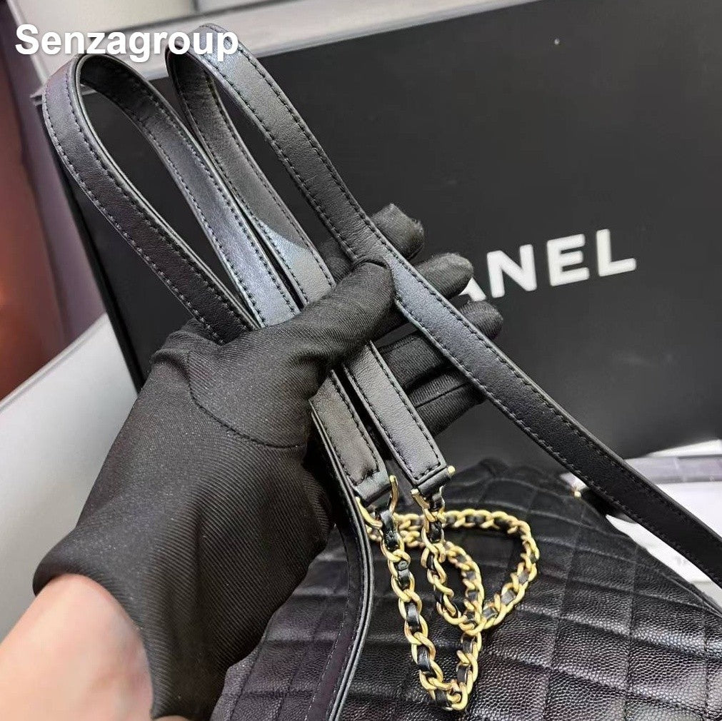 Chanel Vanity Case PM Backpack Black Gold Diamond Women Classic Fashion
