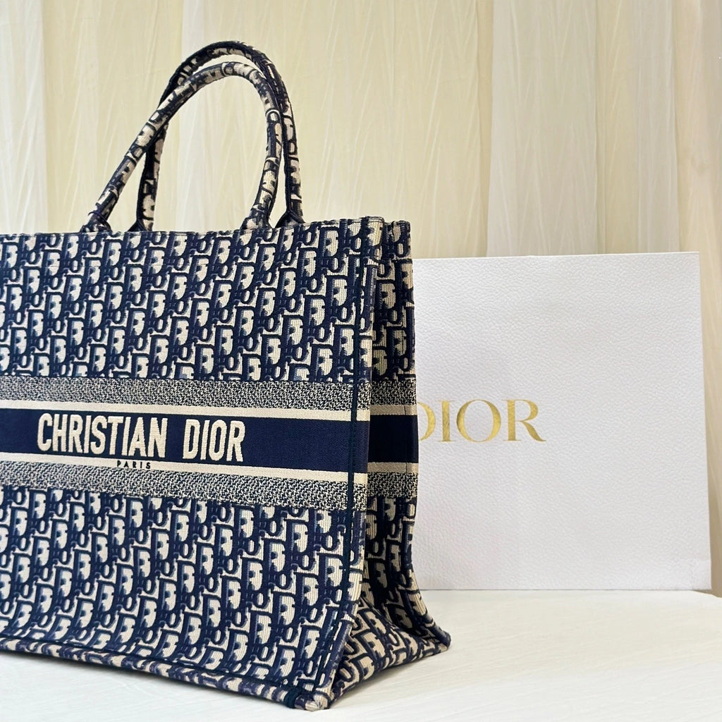 Dior Canvas Classic Monogram Large Tote Handbag For Women
